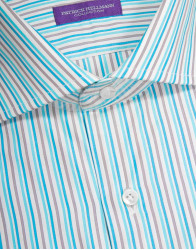 Patrick Hellmann Collection Light Blue Shirt With Grey And White Stripes  thumbnail 3